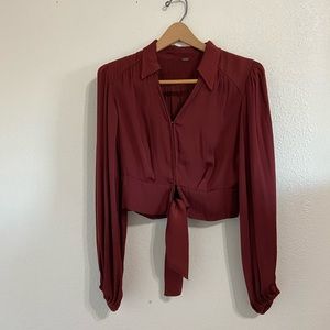 Free People silk cropped blouse